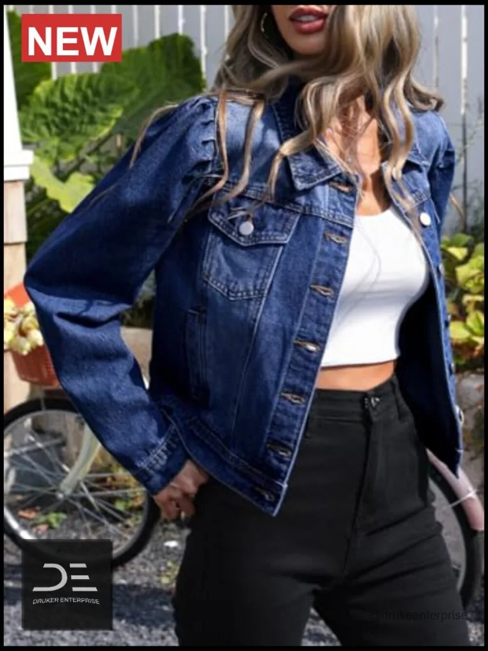 Puff Sleeve Cropped Denim Jacket Button Down Jean Jacket Western